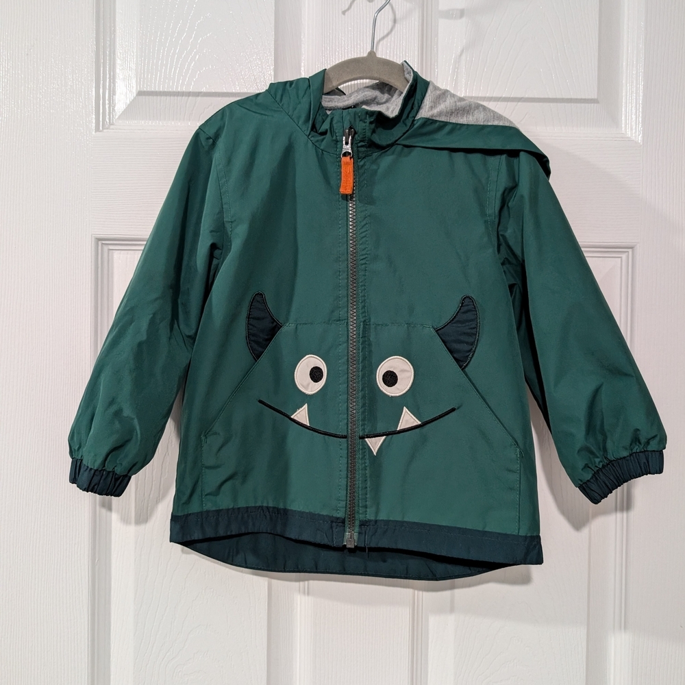 Carter's Toddler Boy Green Monster Zip Up Windbreaker Jacket in Size 3T